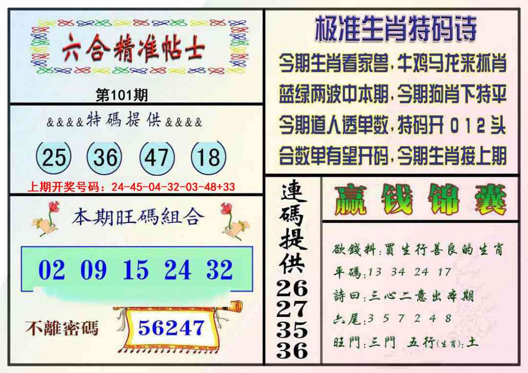 101期精准贴士[图]